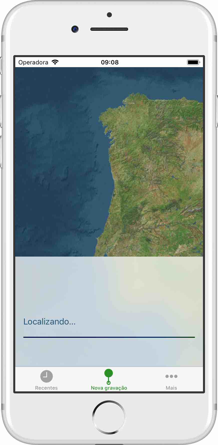 Screenshot showing the Locating… label